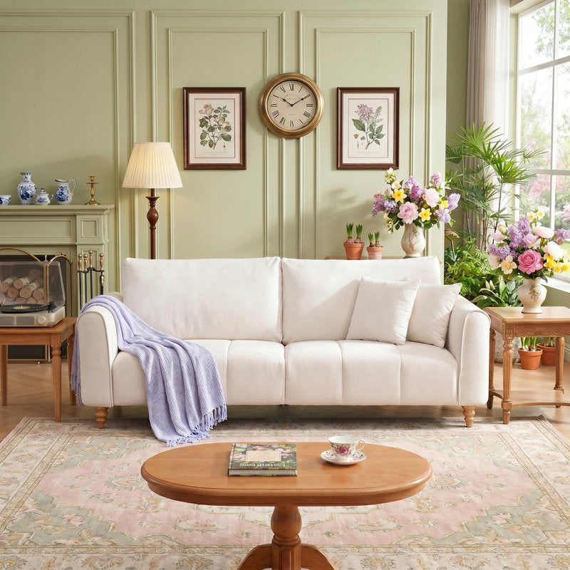 Minimalist white fabric sofa for living room décor