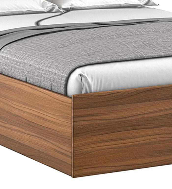 Solid wood platform bed with padded headboard