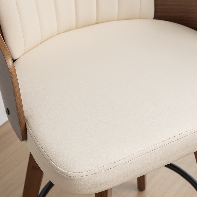 Luxury teak wood kitchen island bar chair with curved backrest