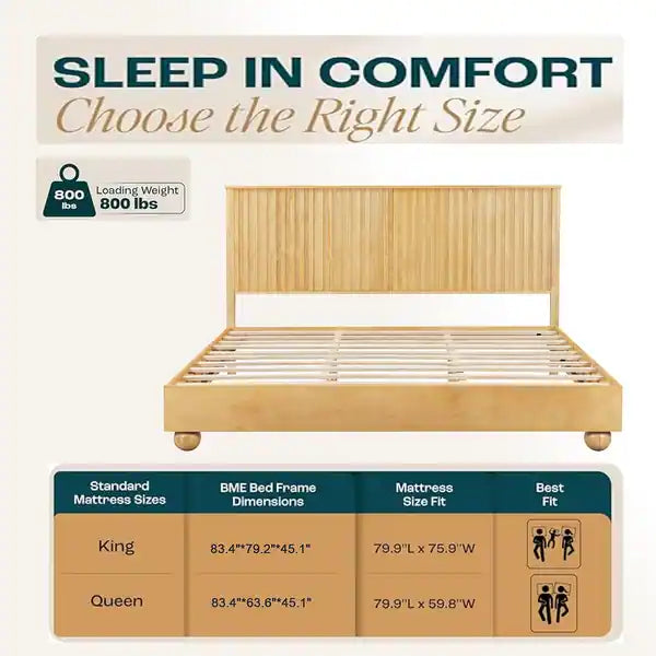 Modern oak bed frame with clean design
