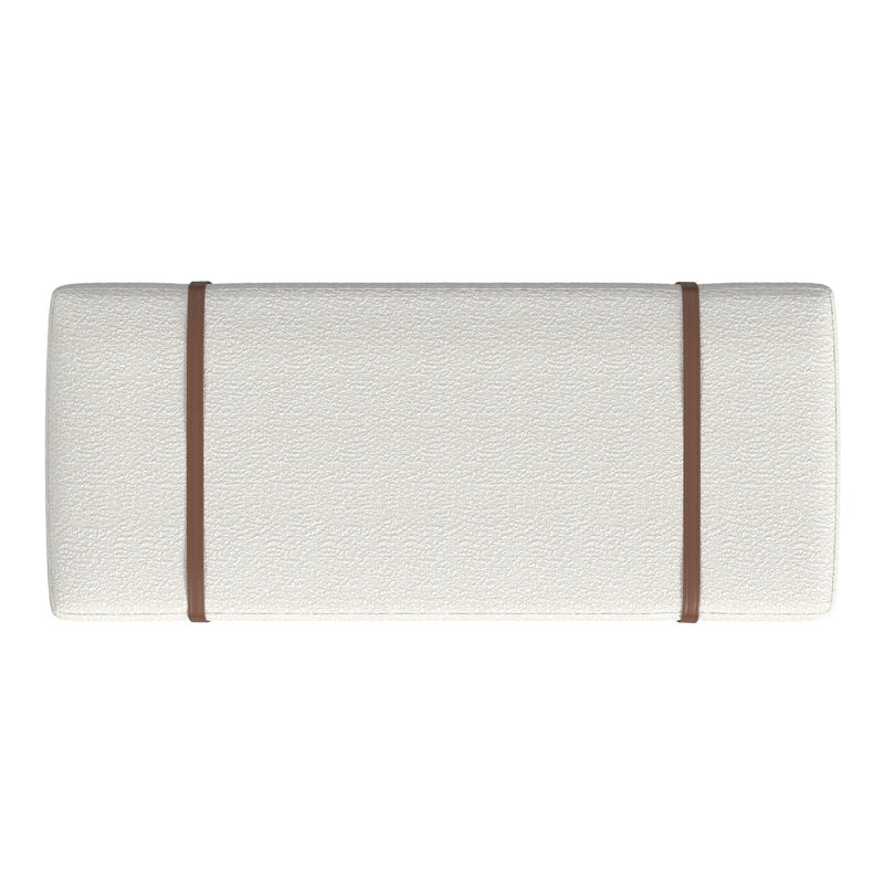modern wooden bench with fabric seat