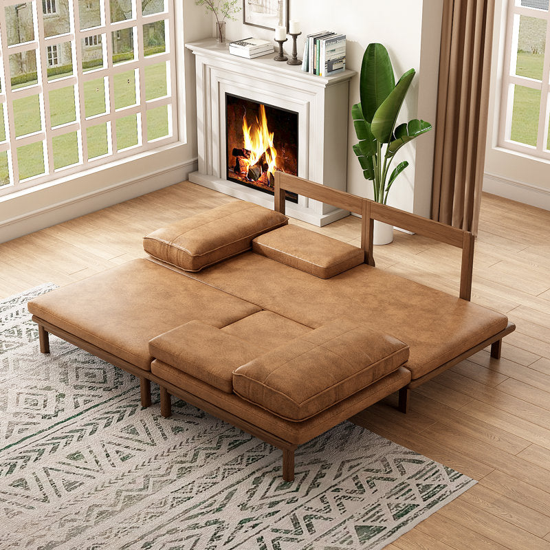 Comfortable modern leather finish wooden sofa couch