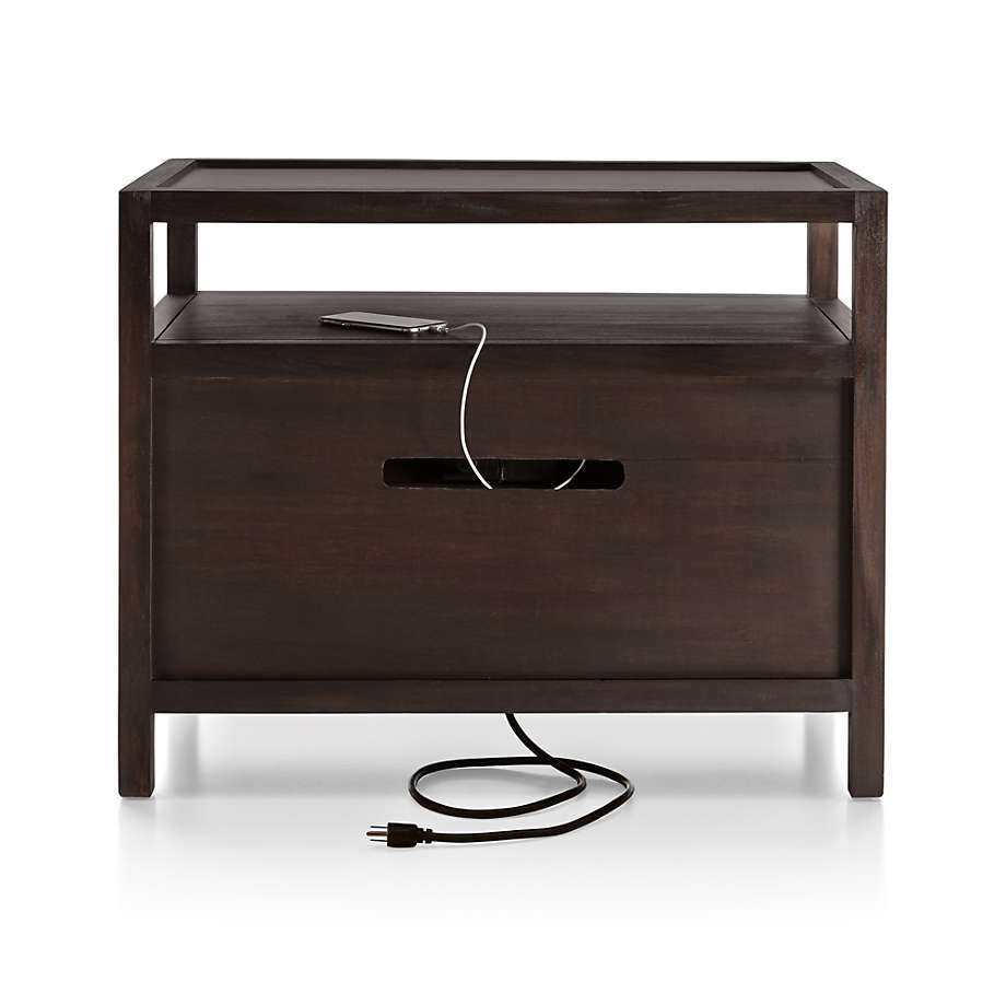 Wooden bedside cabinet in dark walnut finish