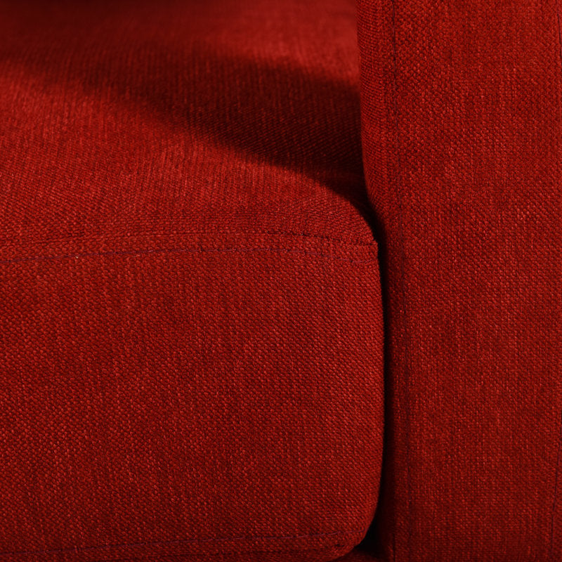Red upholstered teak wood living room chair