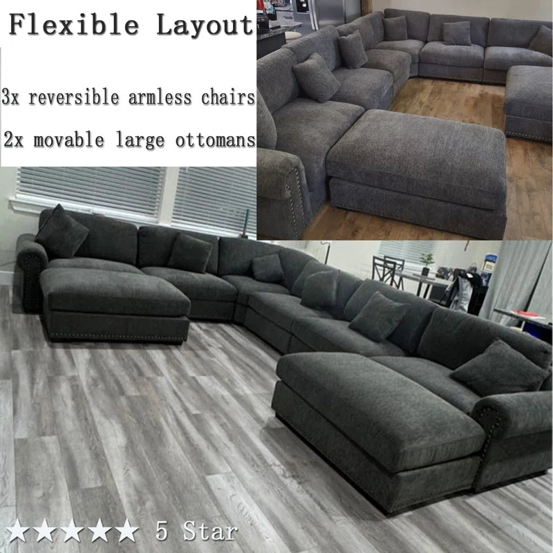 modular grey sectional sofa large family seatin