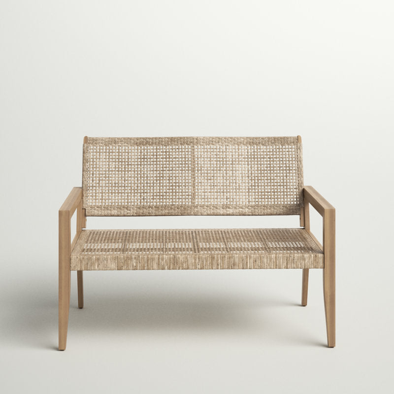 Modern teak wood two seater sofa