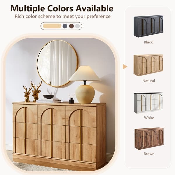 Natural teak wood console table with golden handles