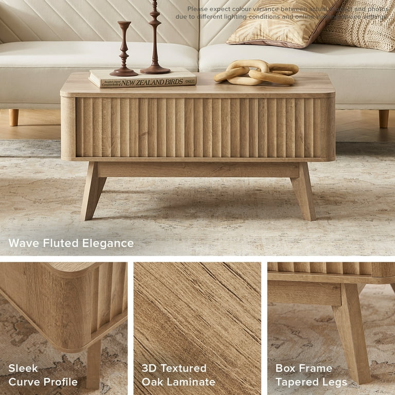 Wooden coffee table with hidden storage for modern living room