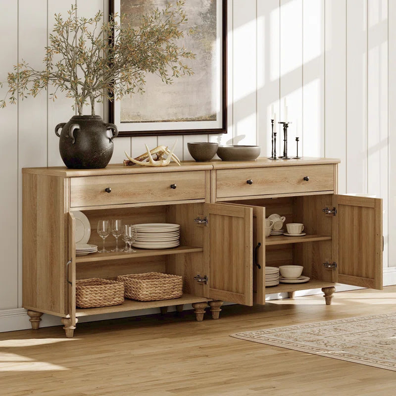 Farmhouse buffet cabinet with 2 drawers and 4 doors