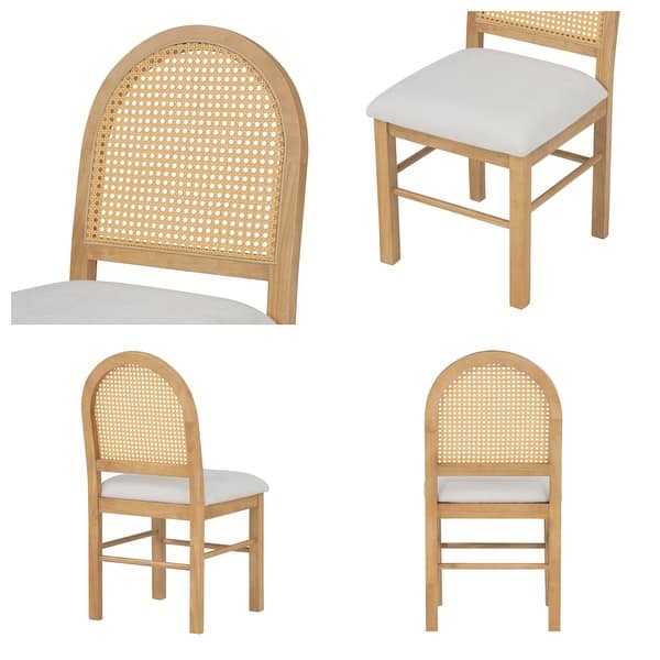 Cane back teak dining chairs set