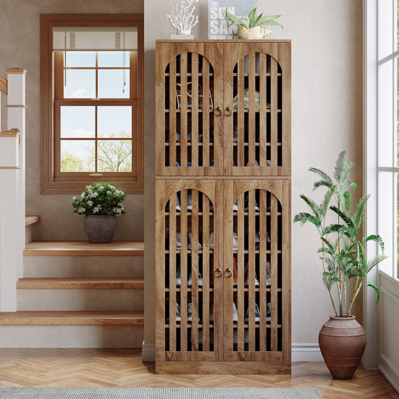 Four-door teak wood organizer cabinet for home interiors