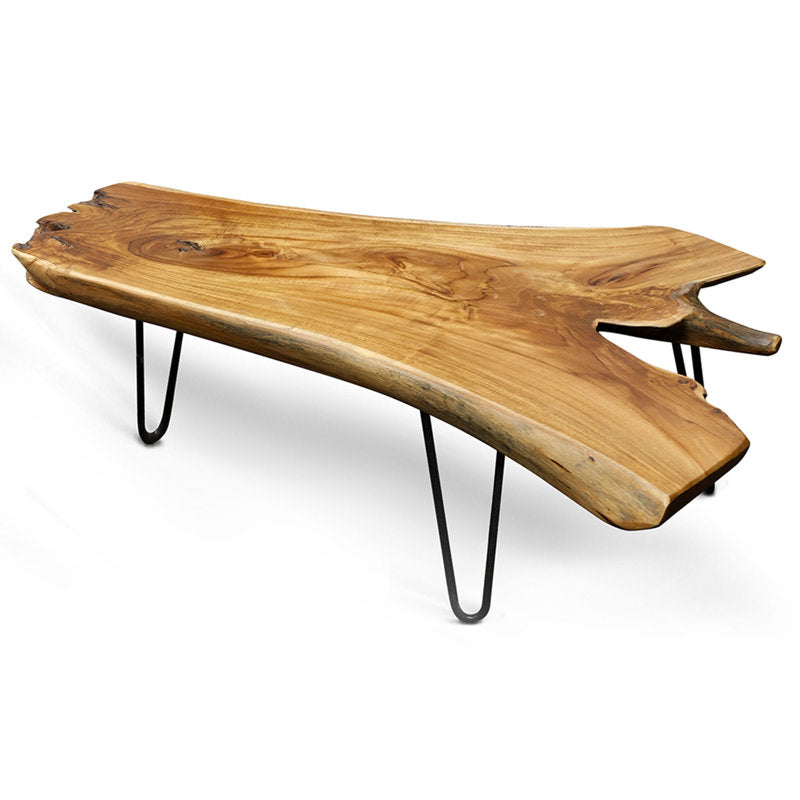 Rustic live edge teak wood center table