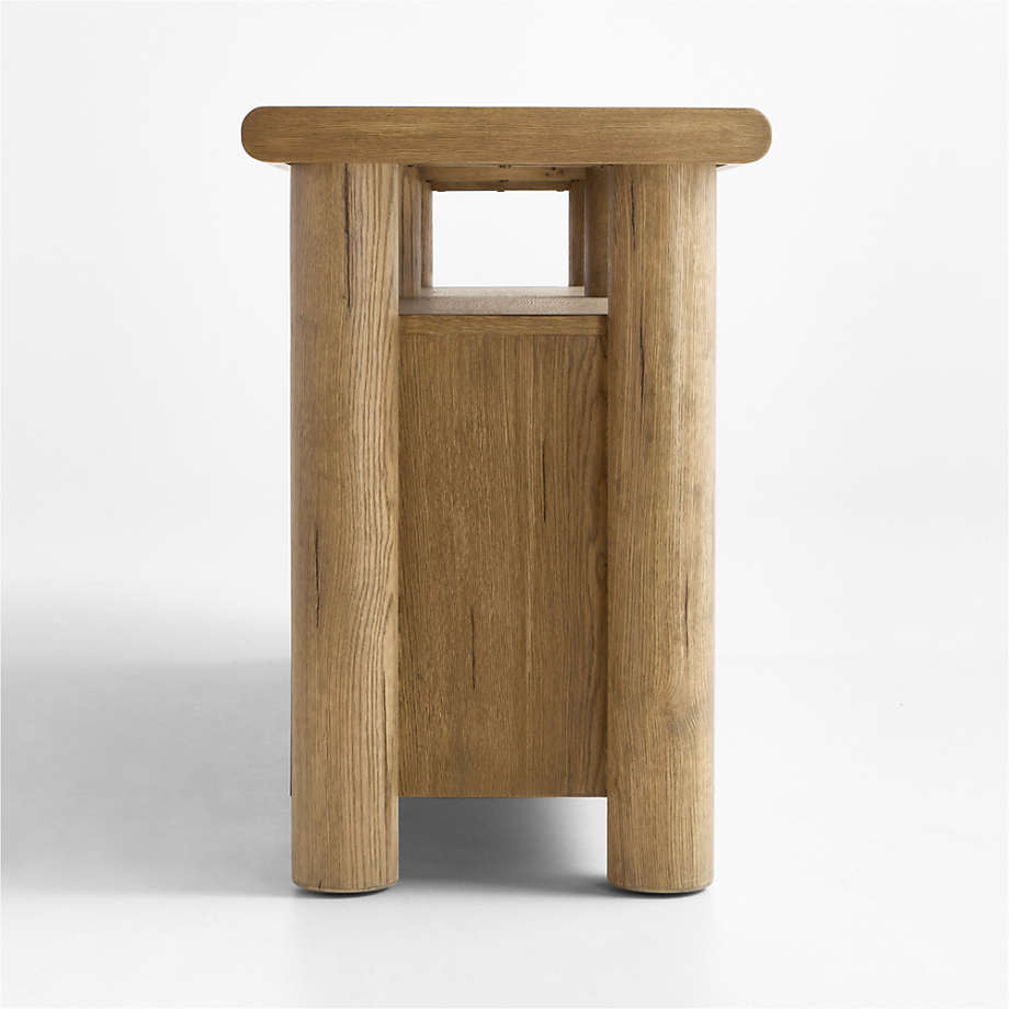 Natural teak wood cabinet with concealed storage