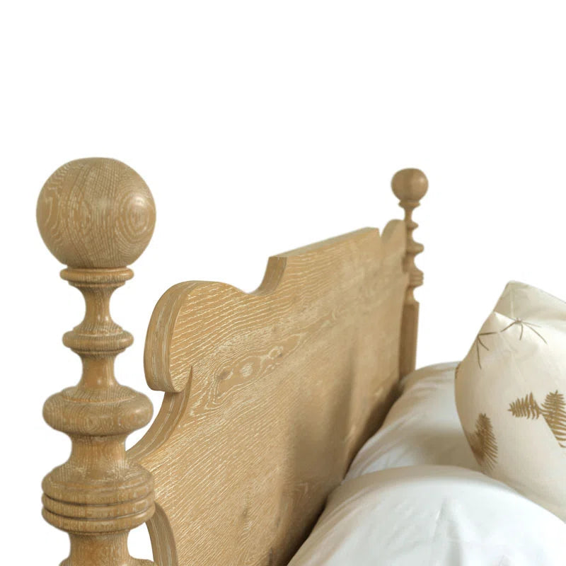 Natural wood bed frame for modern bedroom