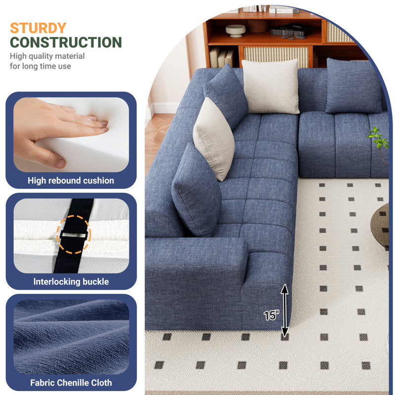 Elegant modular sofa set with plush cushions