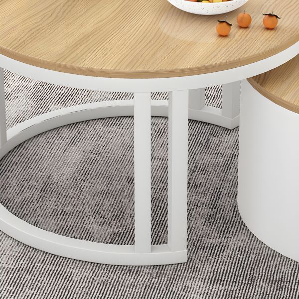 Round wooden coffee table set for living room