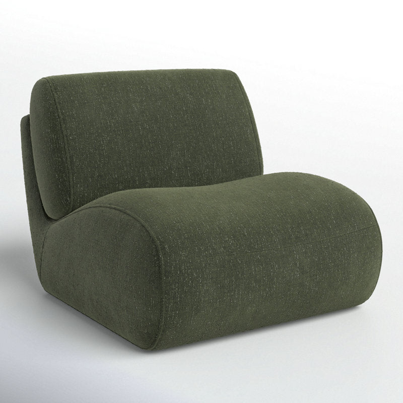 Solid teak wood accent chair with olive green upholstery
