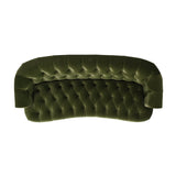 Deep button tufted green sofa with rolled arms