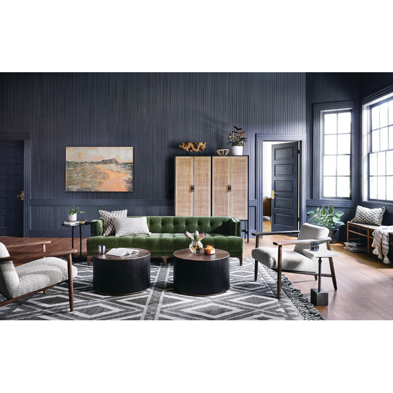 Elegant green velvet 3 seater sofa design