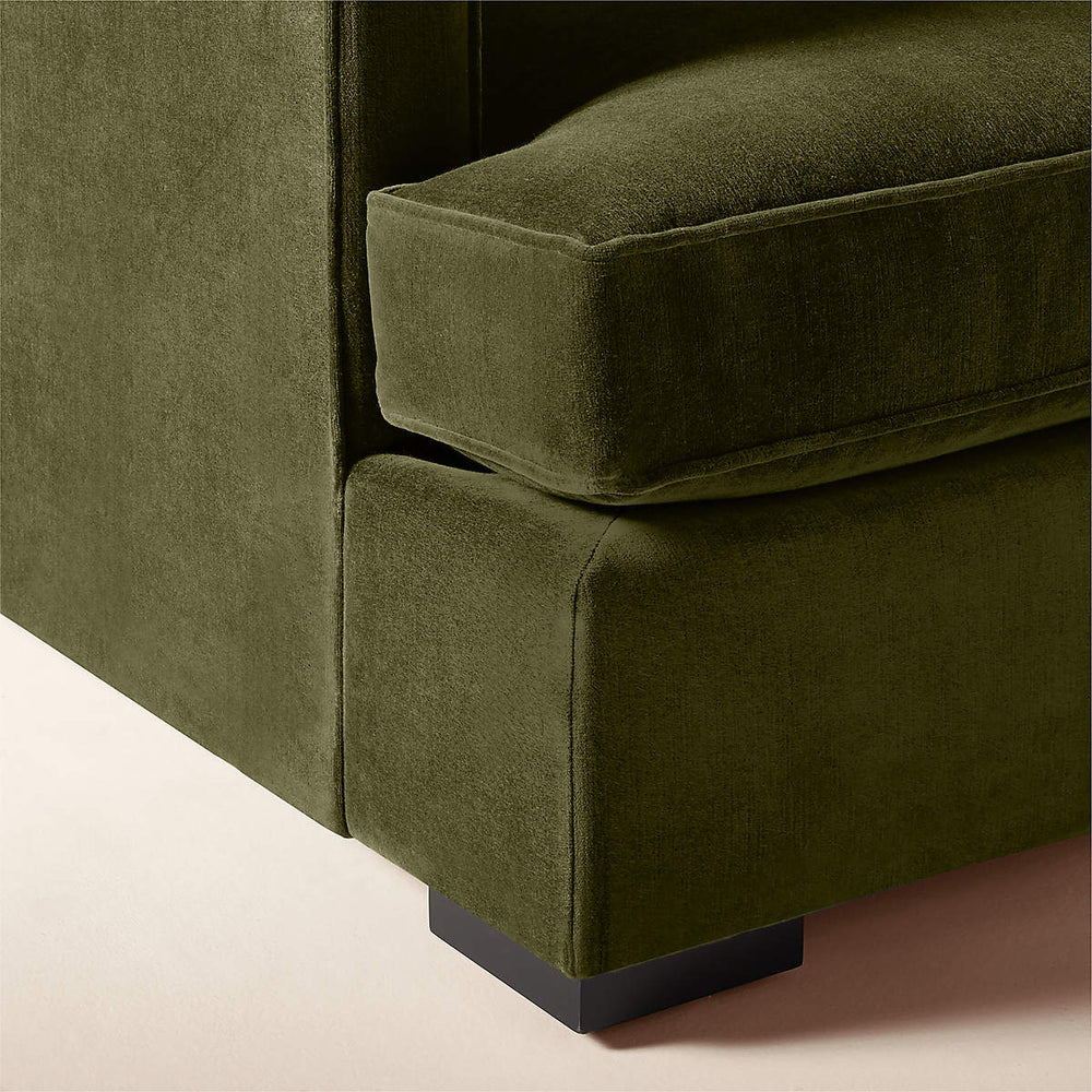 Modern 3 seater velvet sofa handcrafted from teak wood