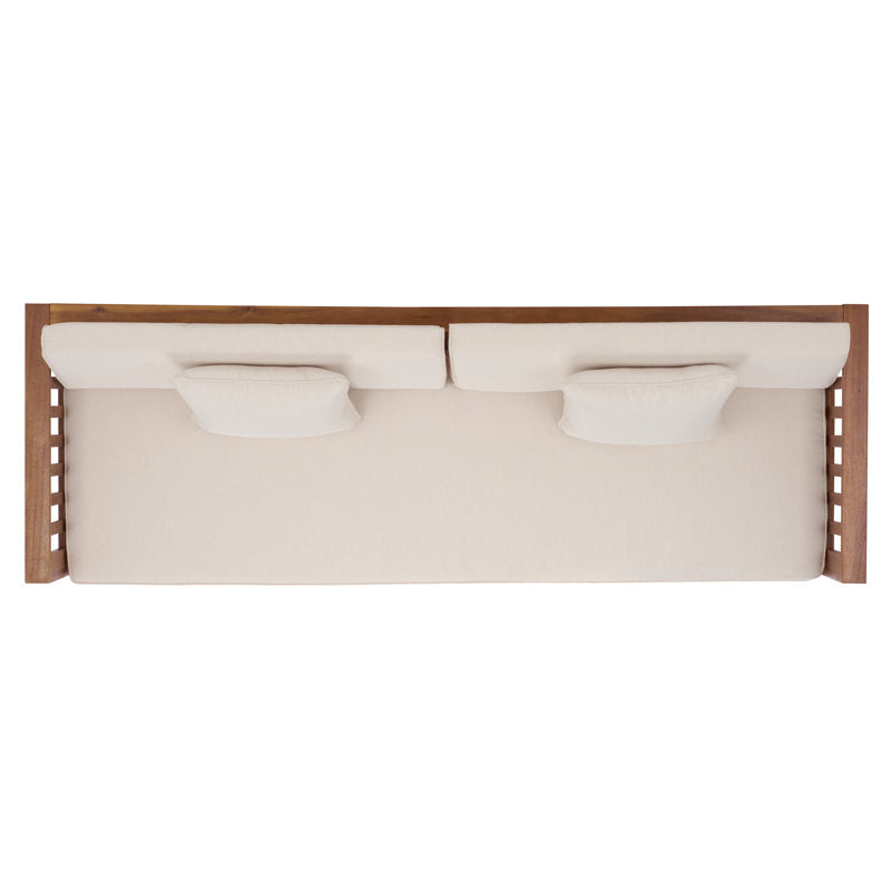Outdoor teak wood couch with cushions