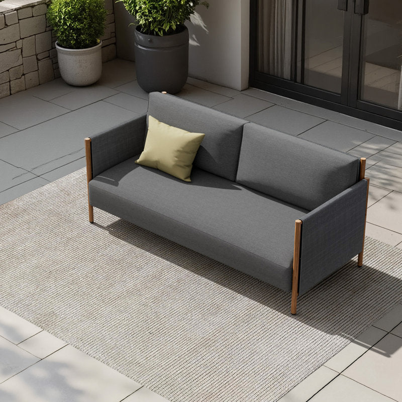 Premium  Loveseat Sofa Couch – Modern Grey Fabric with Solid Teak Wooden Frame