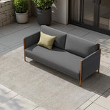 Premium  Loveseat Sofa Couch – Modern Grey Fabric with Solid Teak Wooden Frame