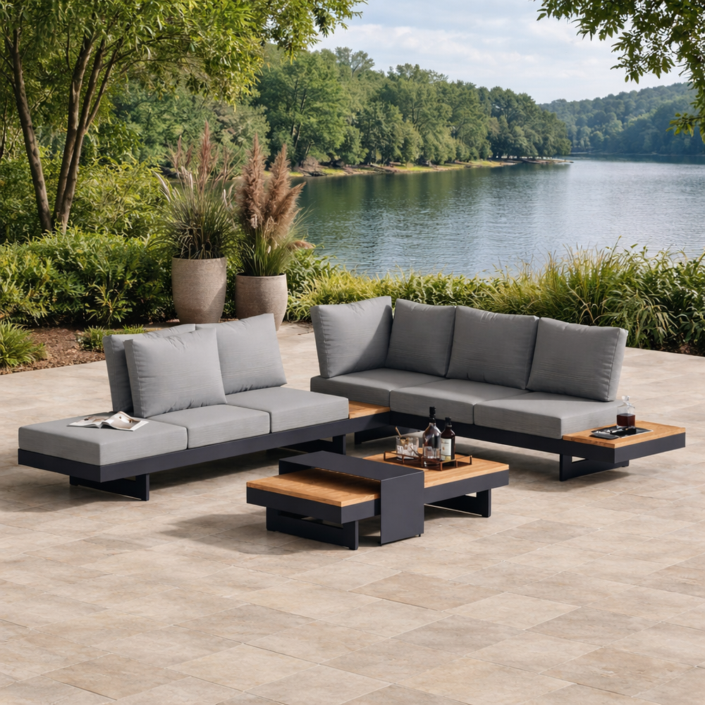 luxury patio L shape furniture with table