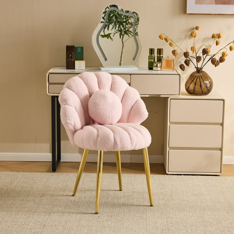 Soft boucle upholstered chair in pink