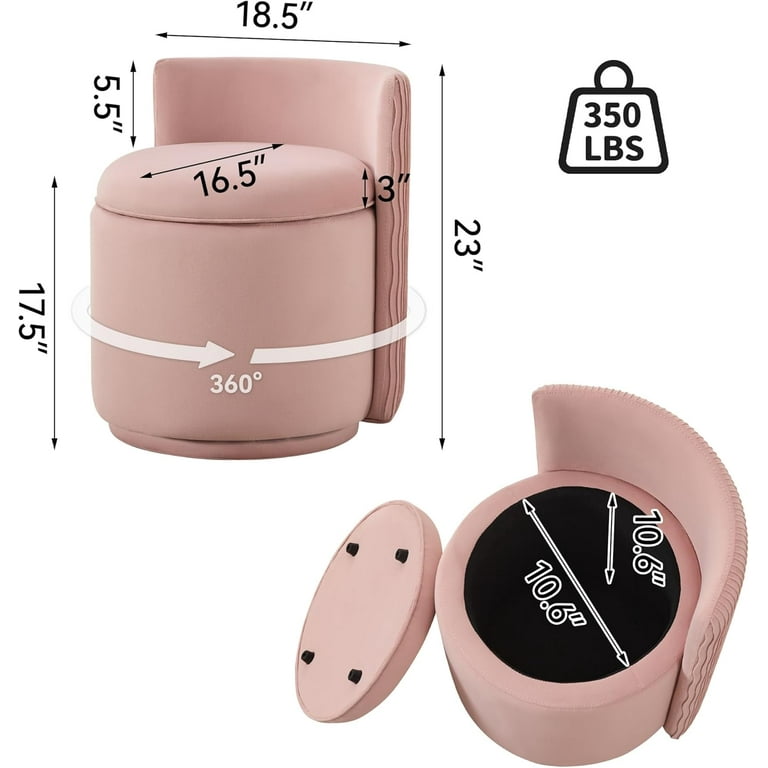 Pink round swivel chair for bedroom