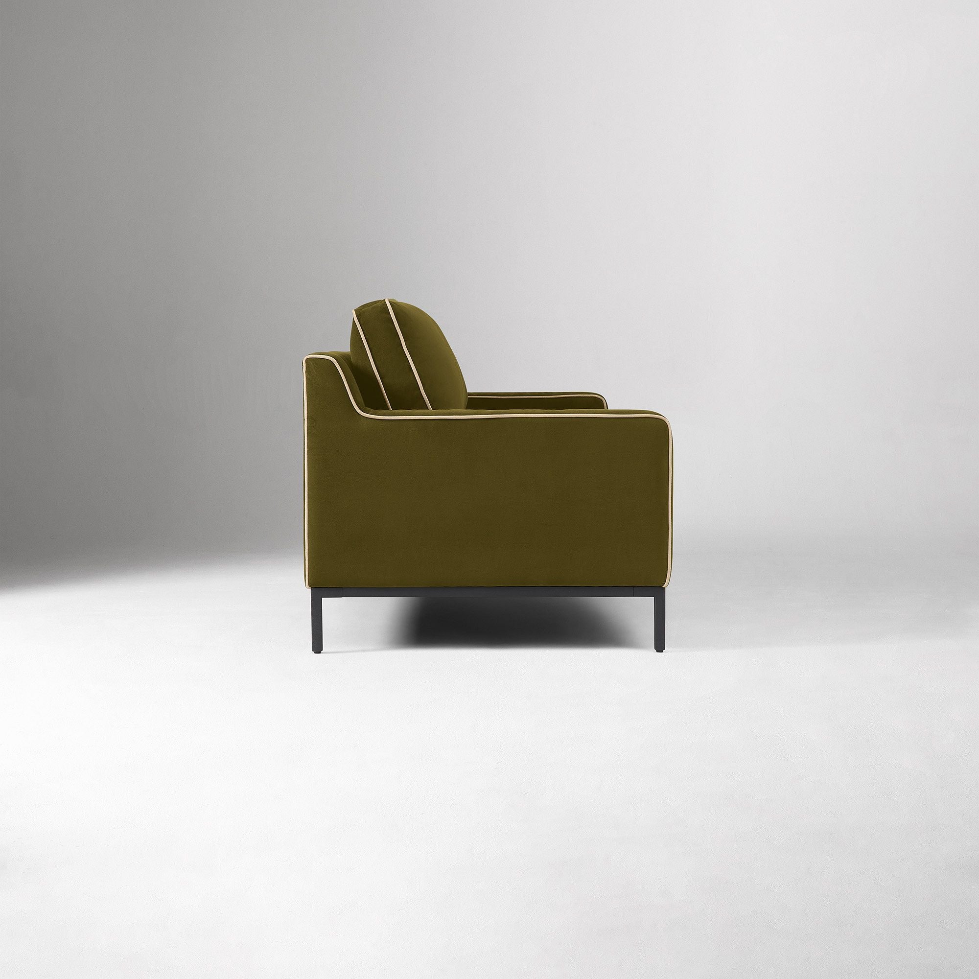Designer olive green sofa with comfortable seating