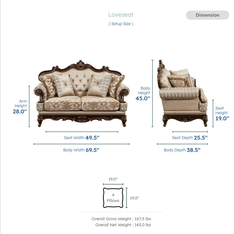 Elegant teak wood sofa with tufted backrest and carved detailing