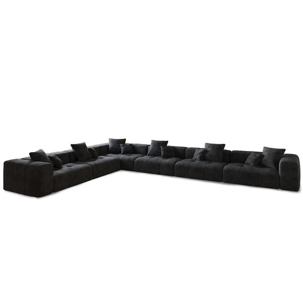 Black contemporary sectional sofa with soft cushions