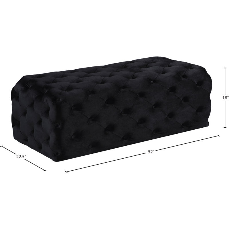 Premium black velvet upholstered teak wood ottoman furniture
