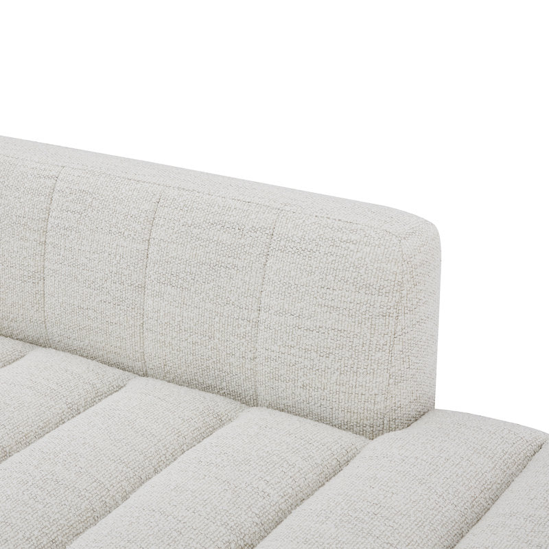 Modern low profile teak wood couch with soft fabric
