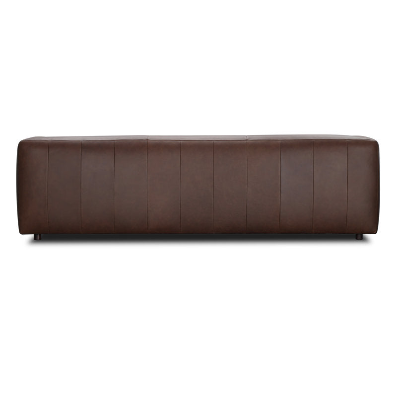 Contemporary wooden sofa with leather upholstery