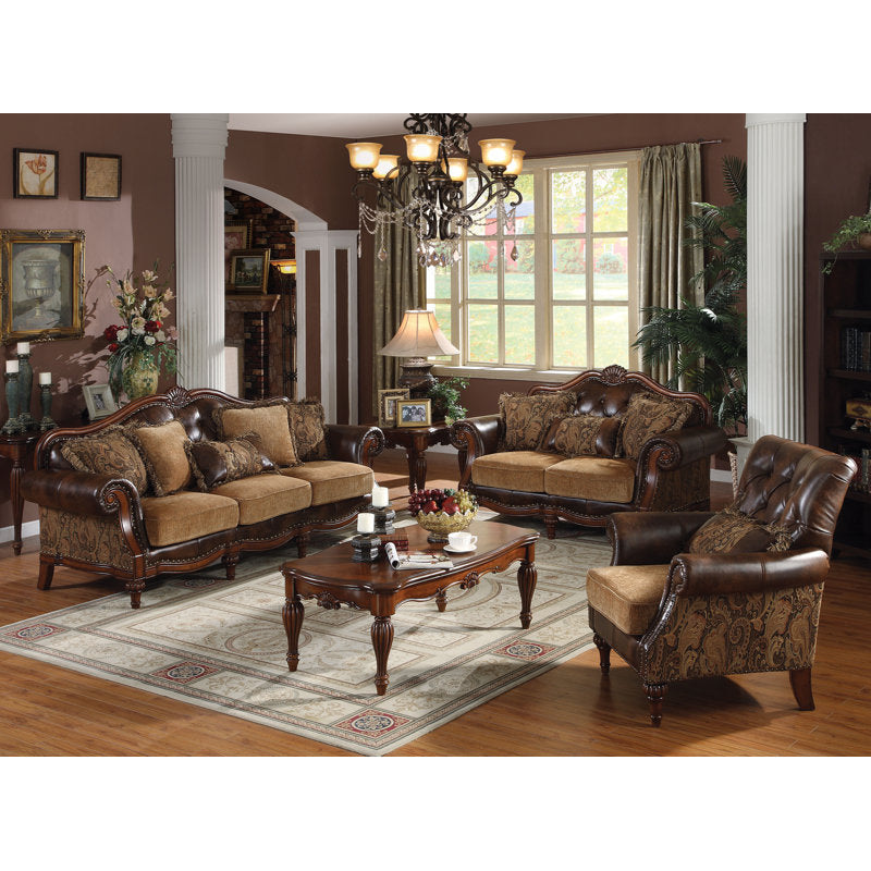Classic teak wood upholstered sofa for living room furniture