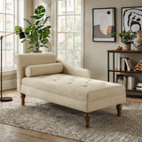 Modern cream chaise lounge with side arm
