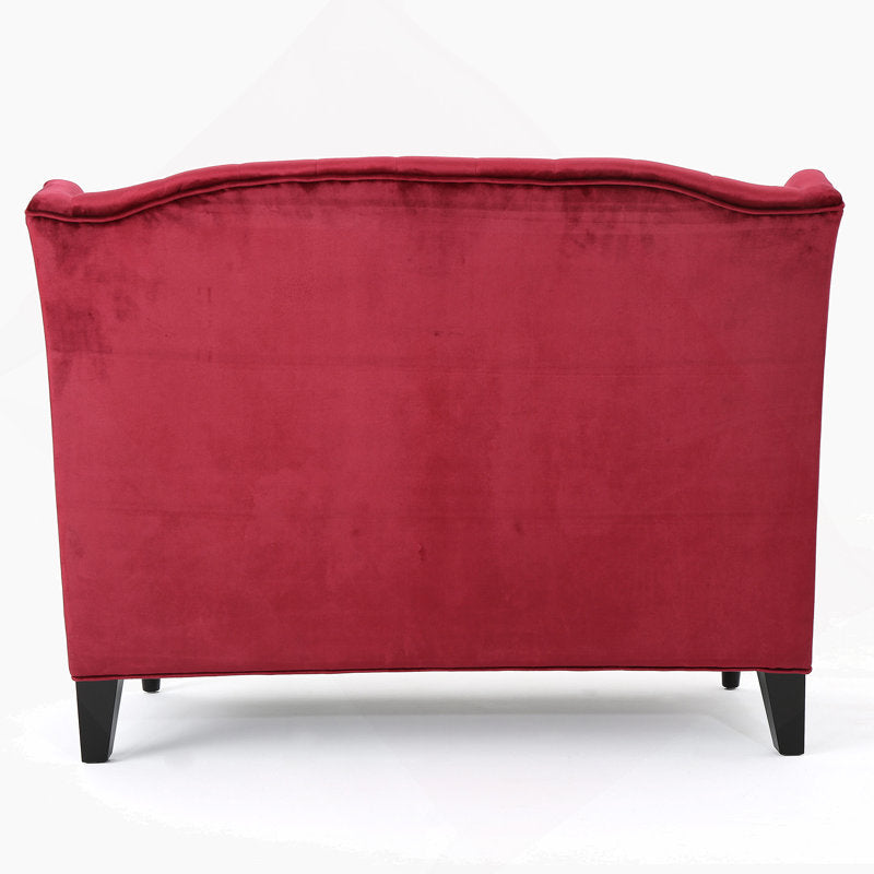 Solid teak wood loveseat with premium velvet upholstery