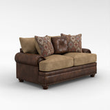 Rustic style living room sofa with stone fireplace