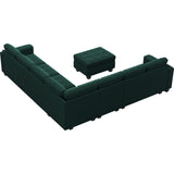 Luxury velvet sectional sofa crafted from solid teak wood