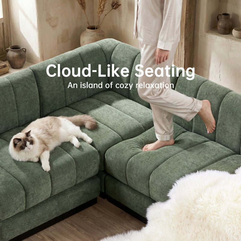 Spacious green velvet sectional couch furniture