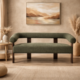 Luxury Teak Wood Bouclé Sofa Set – 2 Seater & 3 Seater Modern Designer Couch