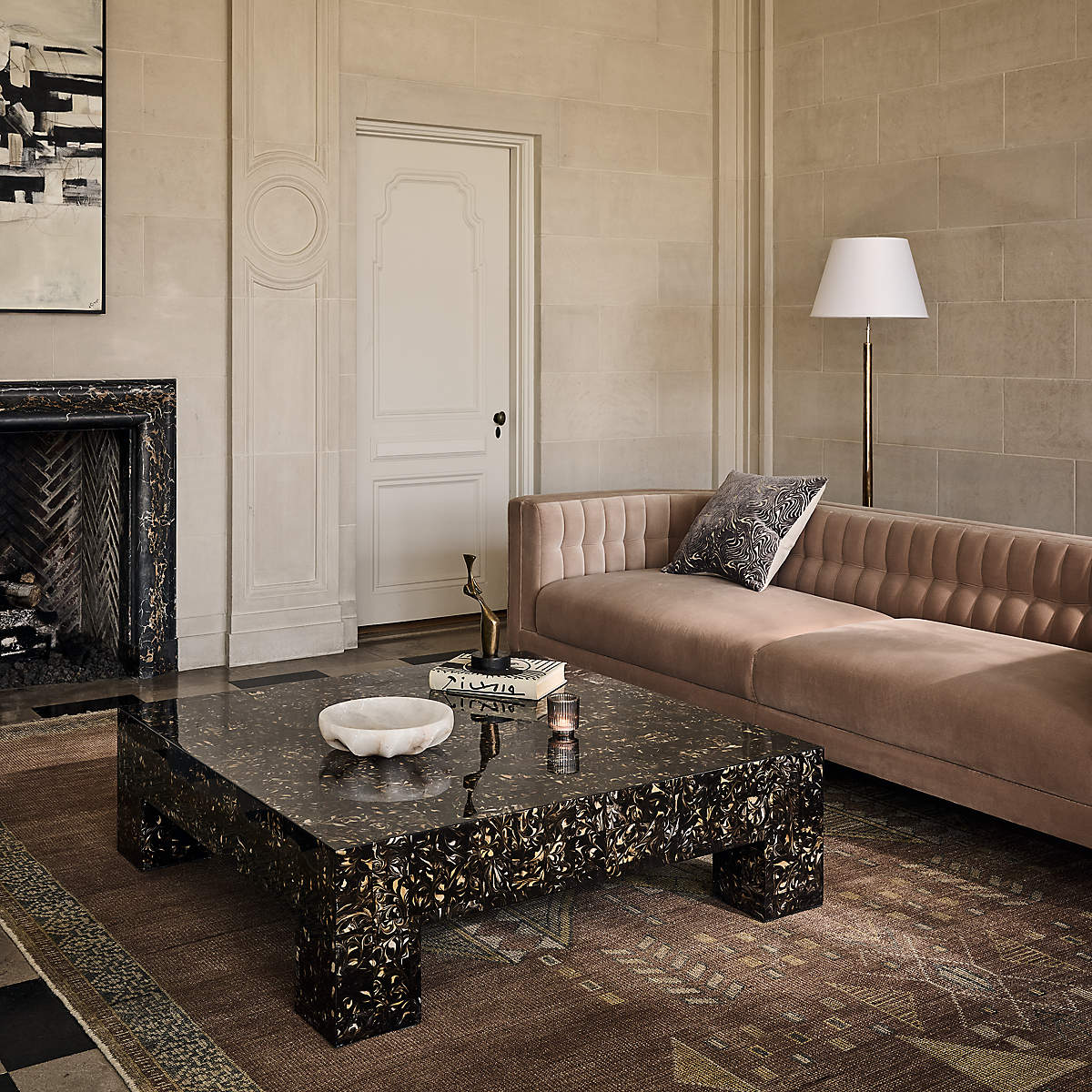 Elegant luxury living room sofa in teak wood
