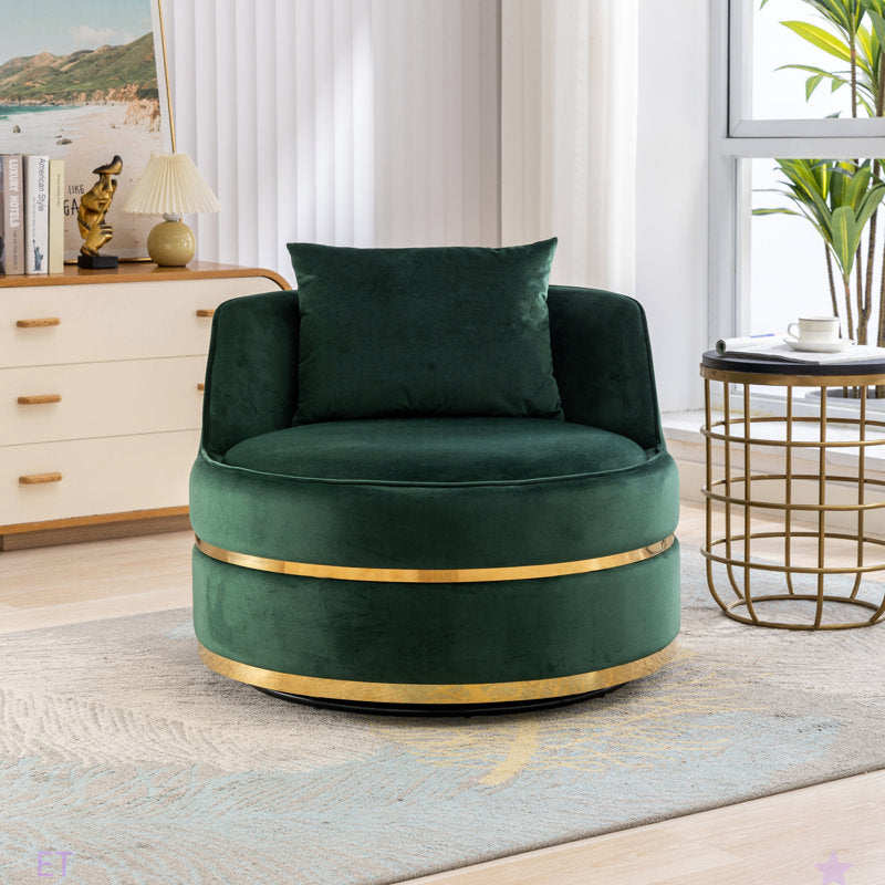 Green velvet occasional chair with cushion