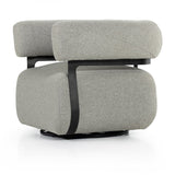 Luxury curved armchair with soft fabric upholstery