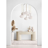 Contemporary curved console table in premium teak wood