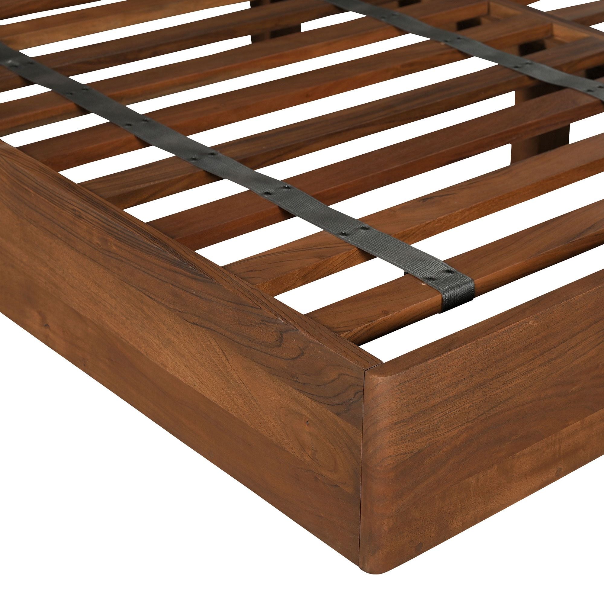 Luxury handcrafted teak wood bed with rounded headboard
