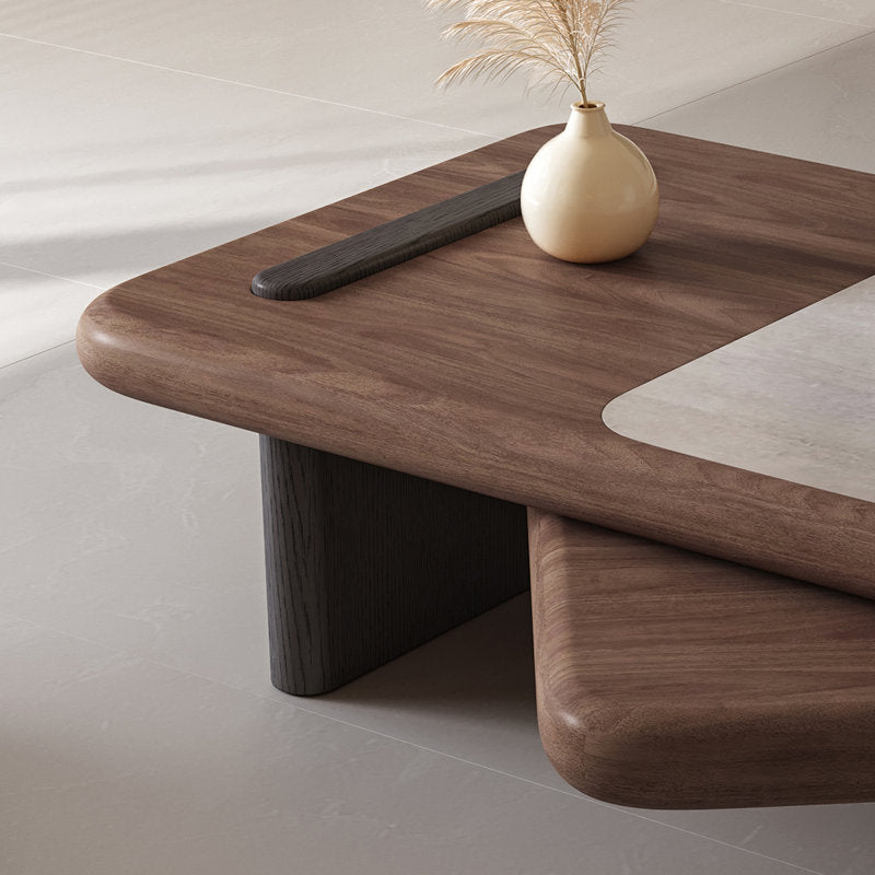 Luxury walnut finish teak coffee table