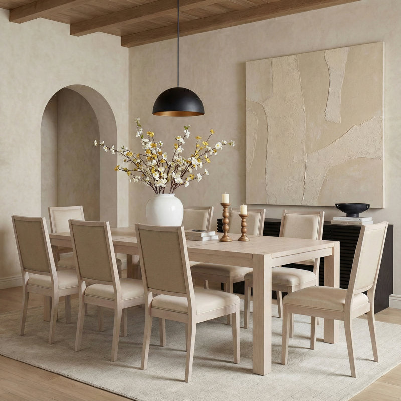Modern teak wood dining table set for luxury dining room